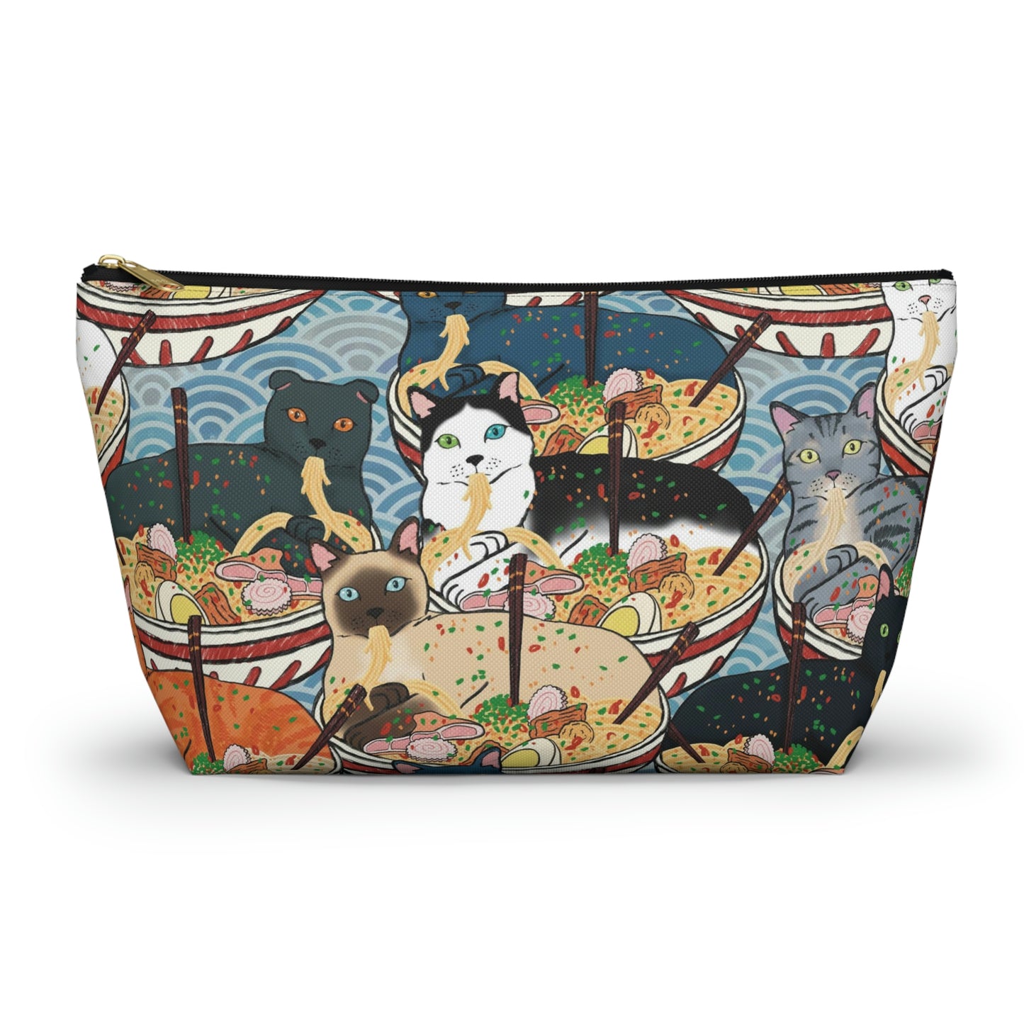 Cats Eating Ramen Accessory Pouch w T-bottom