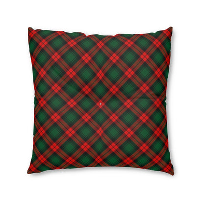 Red and Green Tartan Plaid Tufted Floor Pillow, Square