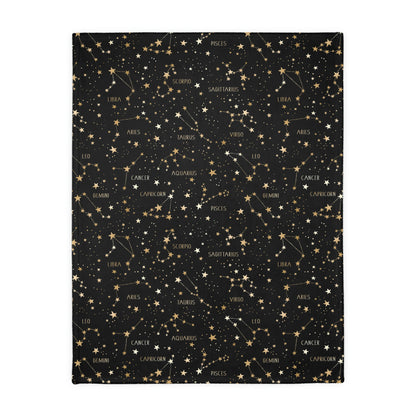 Stars and Zodiac Signs Velveteen Minky Blanket (Two-sided print)