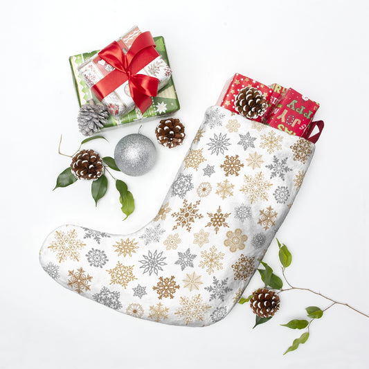 Gold and Silver Snowflakes Christmas Stockings