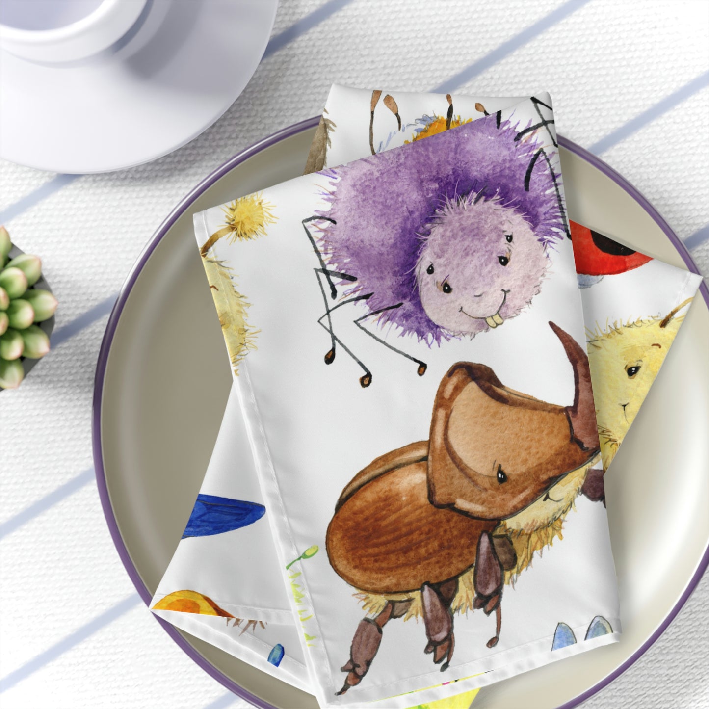 Ladybugs, Bees and Dragonflies Napkins Set of Four