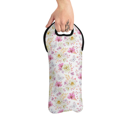 Spring Butterflies and Roses Wine Tote Bag