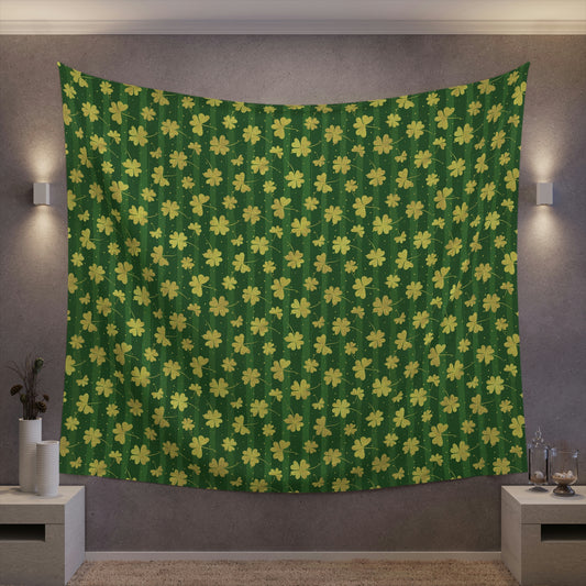 Gold Clovers Printed Wall Tapestry