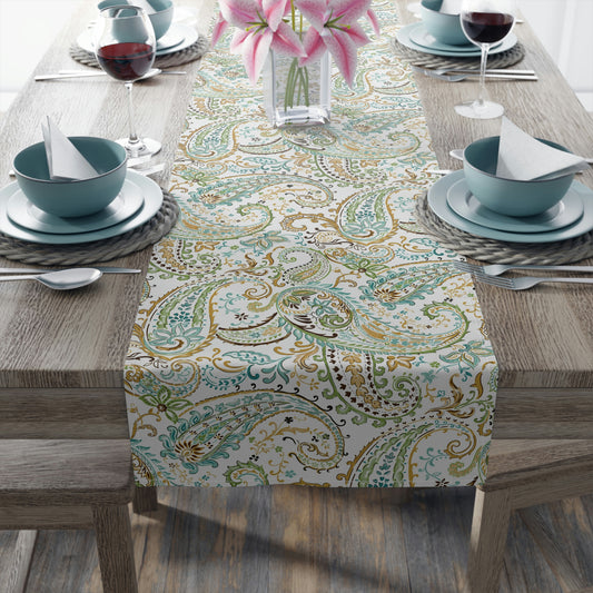 Green Paisley Table Runner (Cotton, Poly)