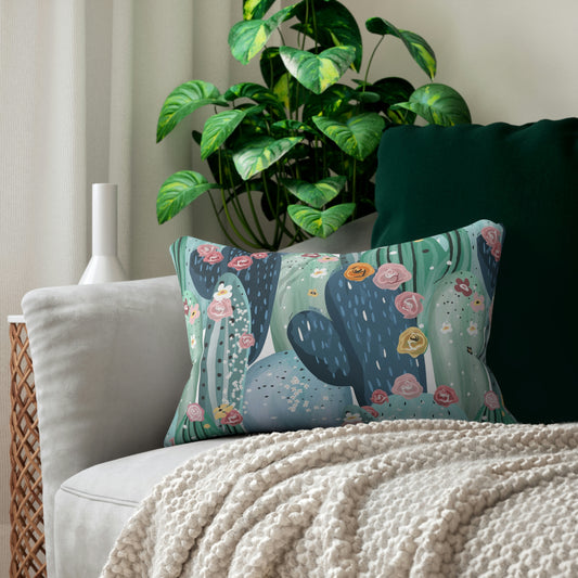 Pastel Cactus Spun Polyester Lumbar Pillow