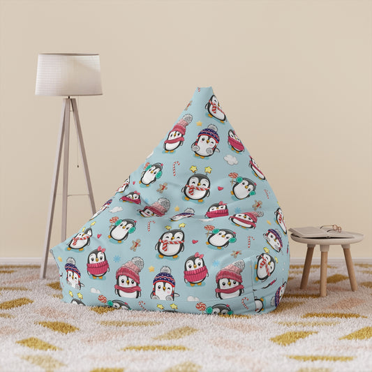 Penguins in Winter Clothes Bean Bag Chair Cover