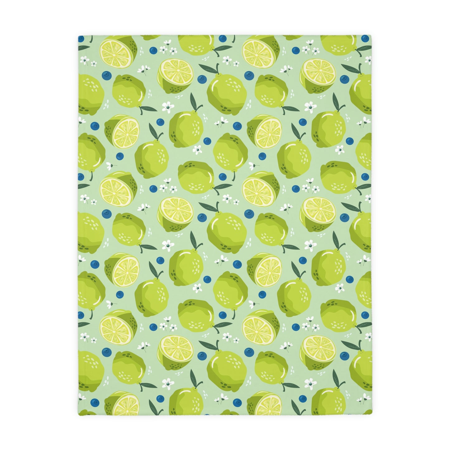Limes and Blueberries Velveteen Minky Blanket (Two-sided print)