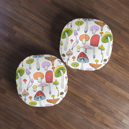 Forest Mushrooms Tufted Floor Pillow, Round
