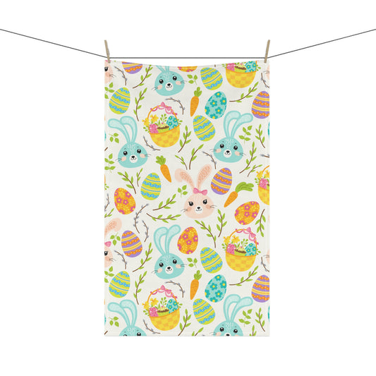Pink and Blue Easter Bunnies Kitchen Towel