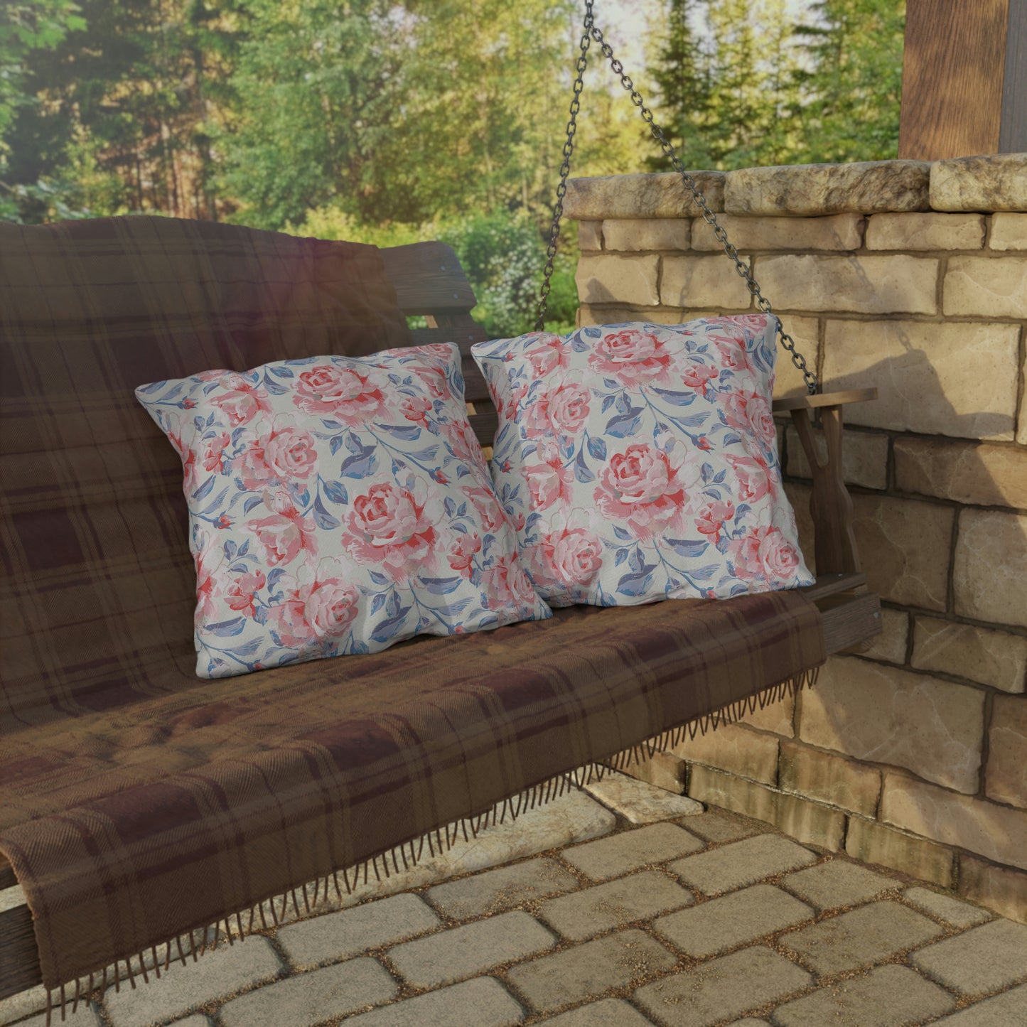 Pink Roses Outdoor Pillow