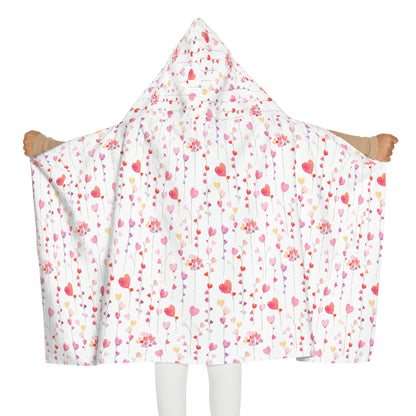 Heart Flowers Youth Hooded Towel