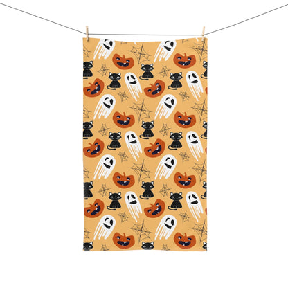 Halloween Cats and Ghosts Hand Towel