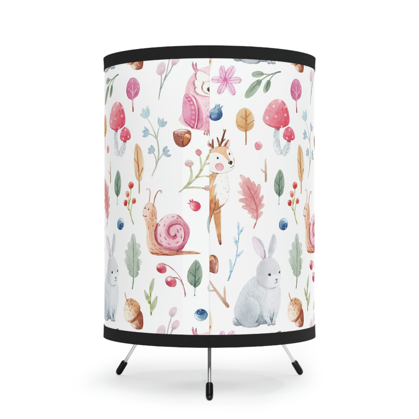 Fairy Forest Animals Tripod Lamp with High-Res Printed Shade, US\CA plug