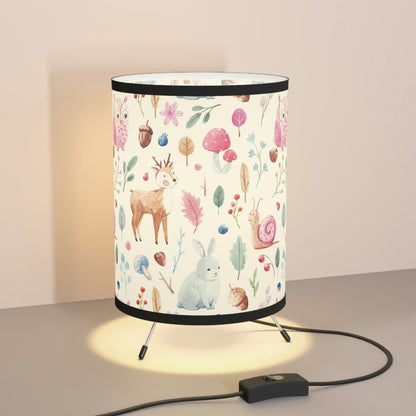 Fairy Forest Animals Tripod Lamp with High-Res Printed Shade, US\CA plug