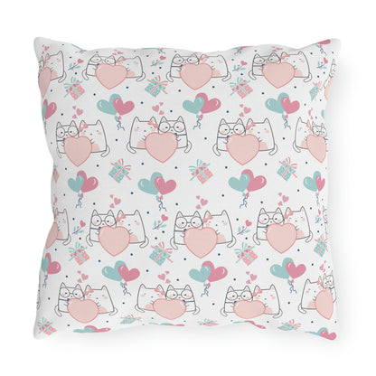 Kawaii Cats in Love Outdoor Pillow