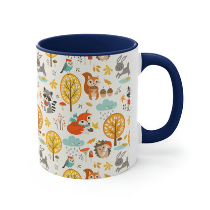 Autumn Woodland Animals Accent Coffee Mug, 11oz