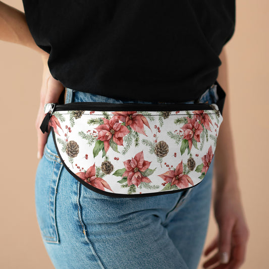 Poinsettia and Pine Cones Fanny Pack
