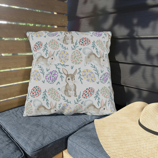 Bunnies and Easter Eggs Outdoor Pillow