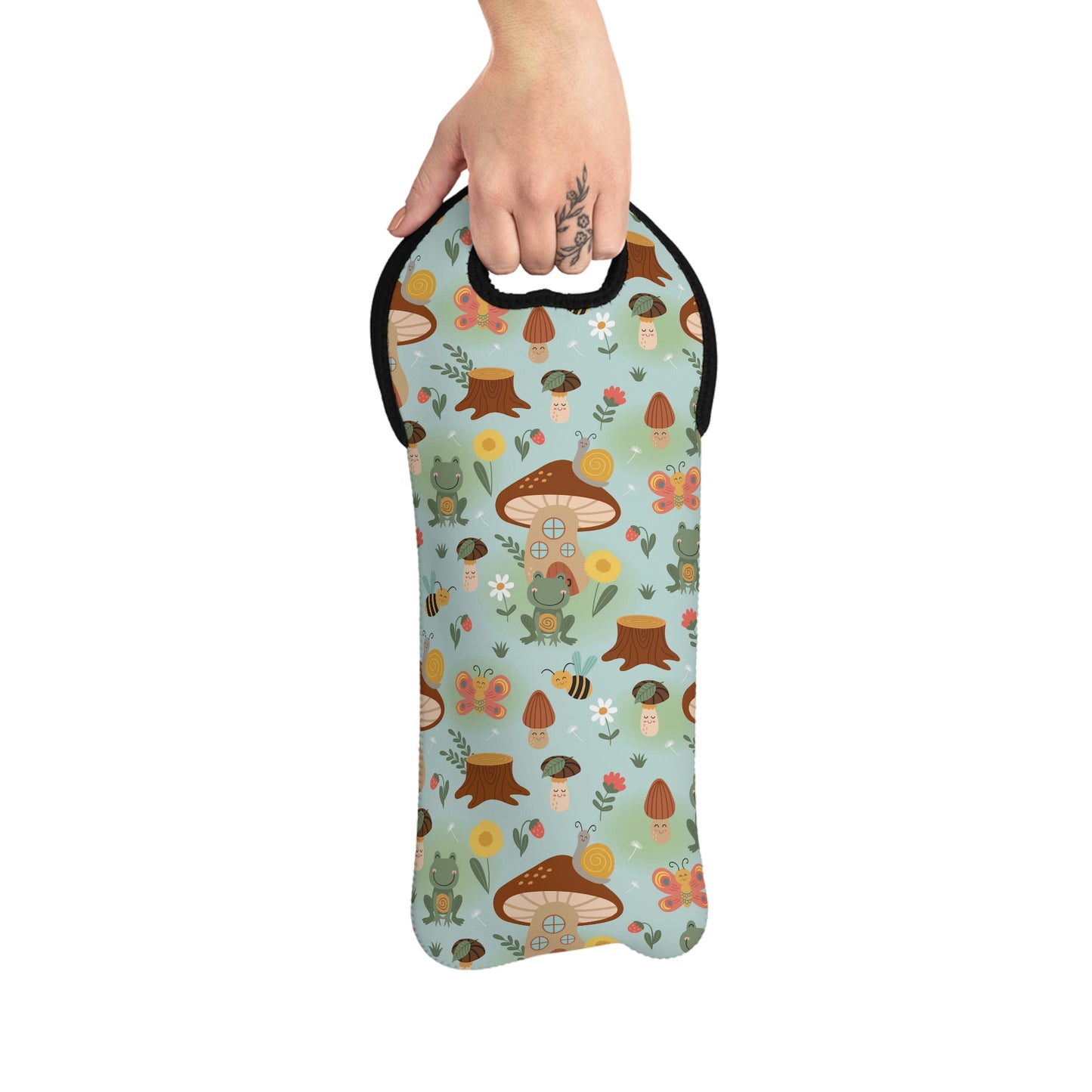 Frogs and Mushrooms Wine Tote Bag