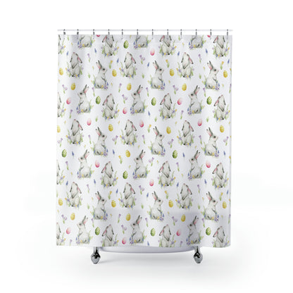 Cottontail Bunnies and Eggs Shower Curtain