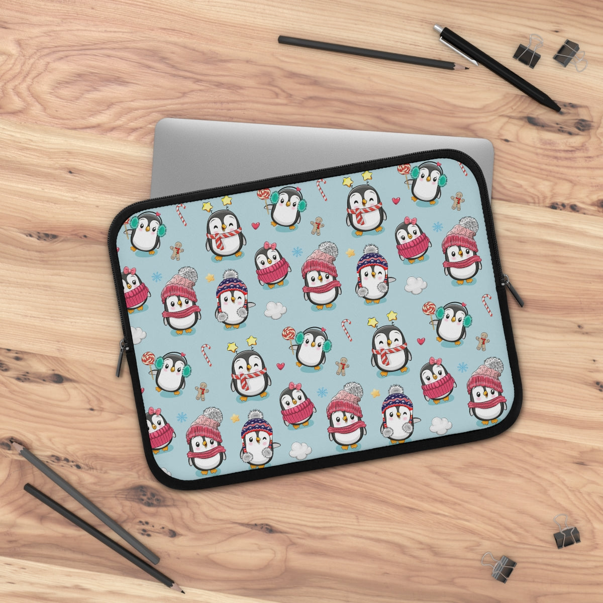Penguins in Winter Clothes Laptop Sleeve