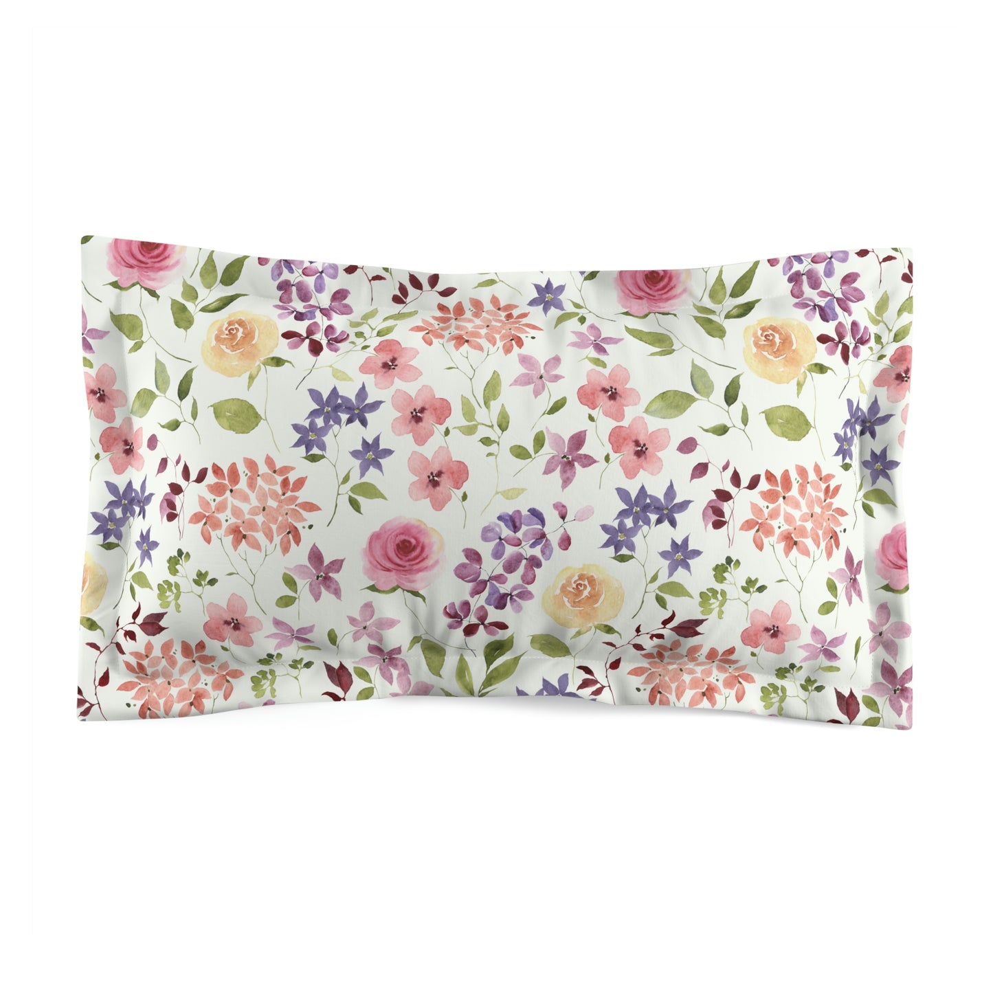 Yellow and Pink Roses Microfiber Pillow Sham
