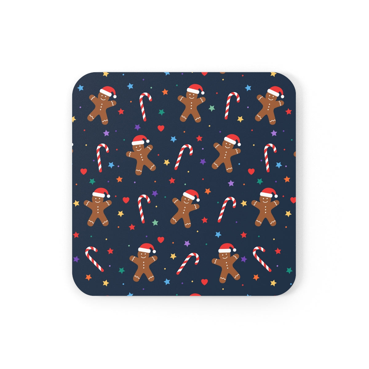 Gingerbread and Candy Canes Corkwood Coaster Set