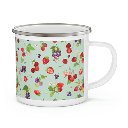 Cherries and Strawberries Enamel Camping Mug