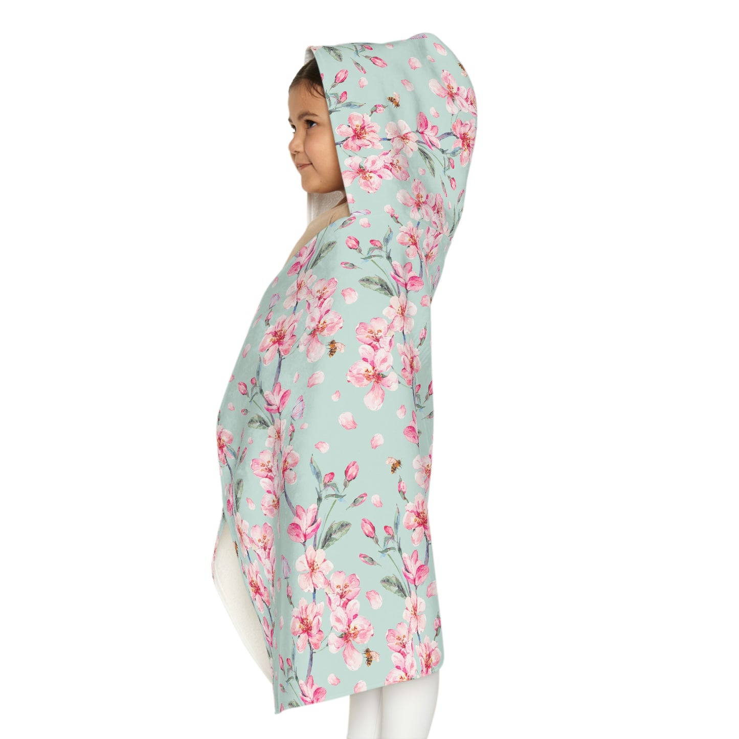 Cherry Blossoms and Honey Bees Youth Hooded Towel