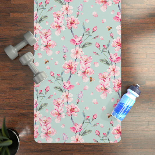 Cherry Blossoms and Honey Bees Rubber Yoga Mat