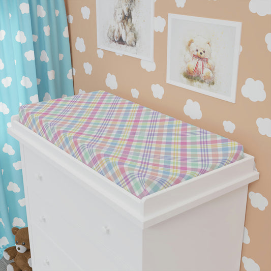 Pastel Plaid Baby Changing Pad Cover