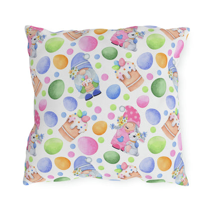 Easter Gnomes and Pastel Eggs Outdoor Pillow
