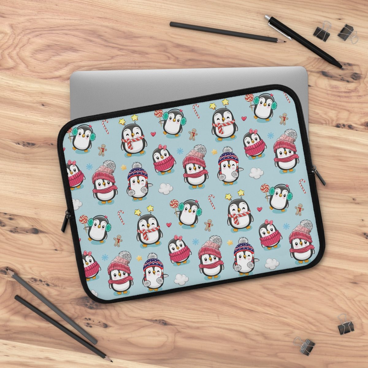 Penguins in Winter Clothes Laptop Sleeve