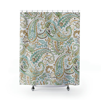 Green Paisley Shower Curtain