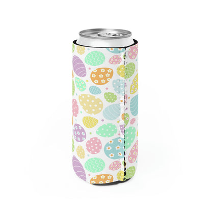 Colorful Easter Eggs Slim Can Cooler