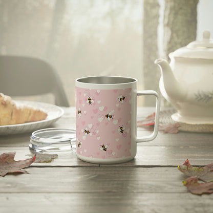 Honey Bee Hearts Insulated Coffee Mug, 10oz