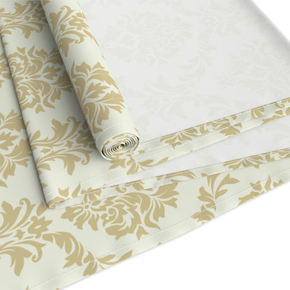 Beige Damask Table Runner (Cotton, Poly)