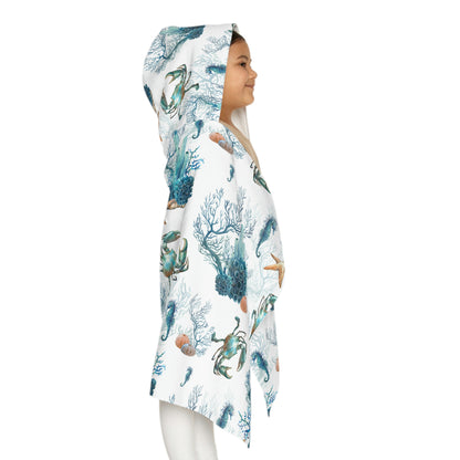 Watercolor Coral Reef Youth Hooded Towel