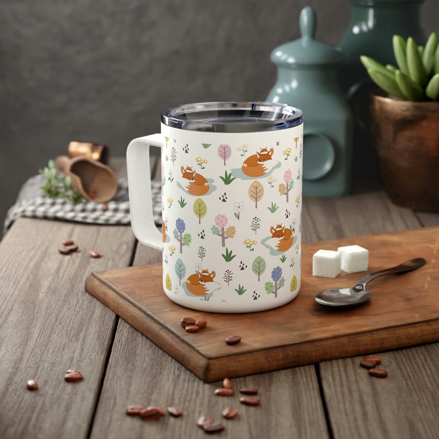 Mom and Baby Fox Insulated Coffee Mug, 10oz