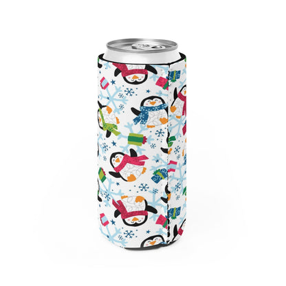 Penguins and Snowflakes Slim Can Cooler