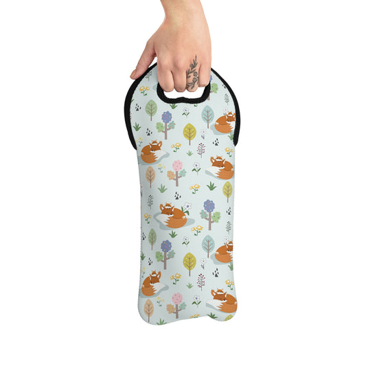 Mom and Baby Fox Wine Tote Bag