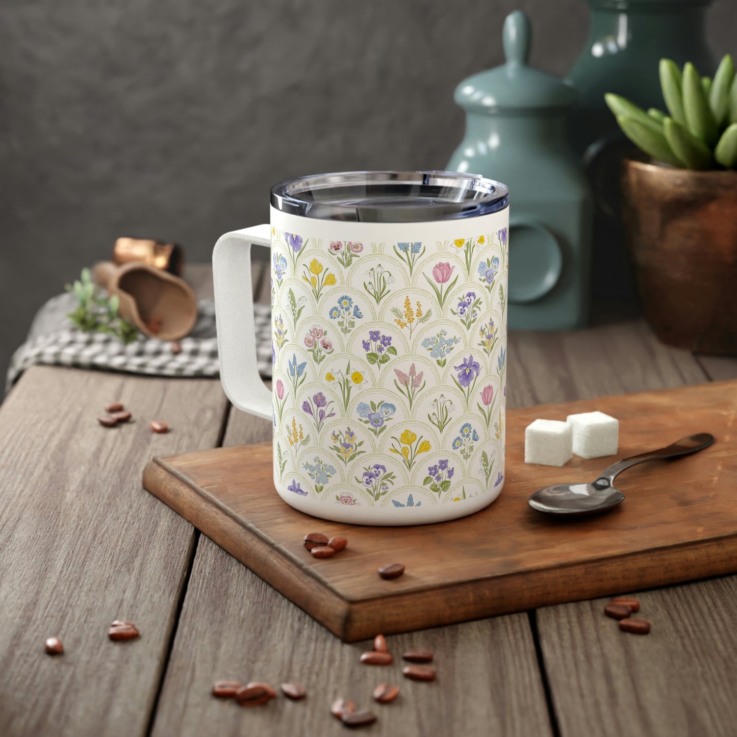 Spring Garden Insulated Coffee Mug, 10oz
