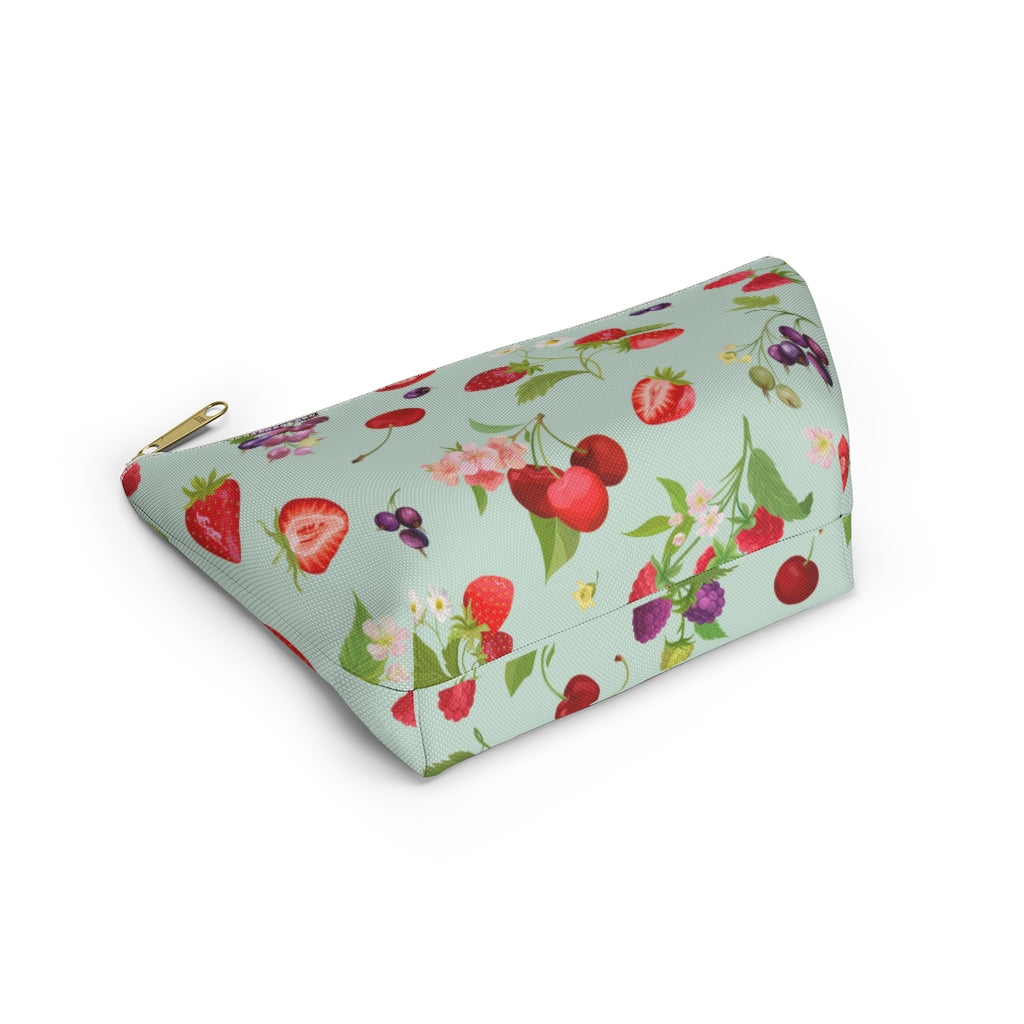 Cherries and Strawberries Accessory Pouch w T-bottom