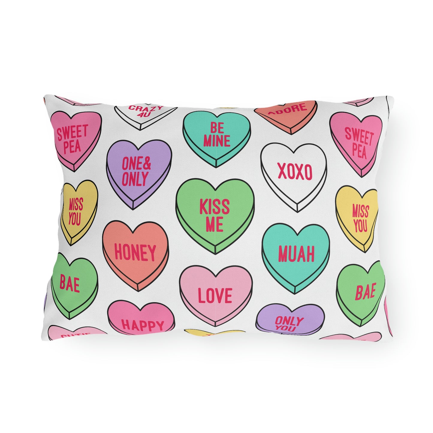 Candy Conversation Hearts Outdoor Pillow