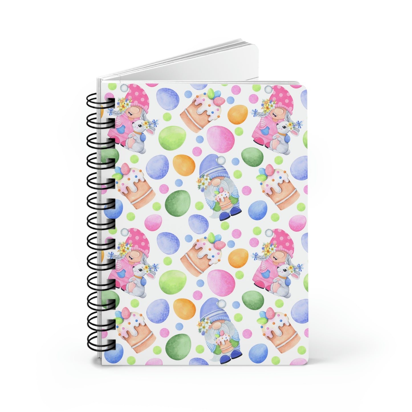 Easter Gnomes and Pastel Eggs Spiral Bound Journal