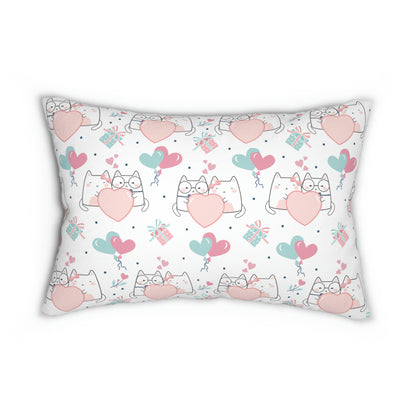 Kawaii Cats in Love Spun Polyester Lumbar Pillow