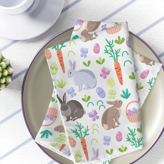 Easter Baskets, Carrots and Rabbits Napkins Set of 4