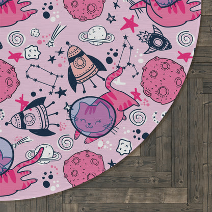 Space Cats Round Rug