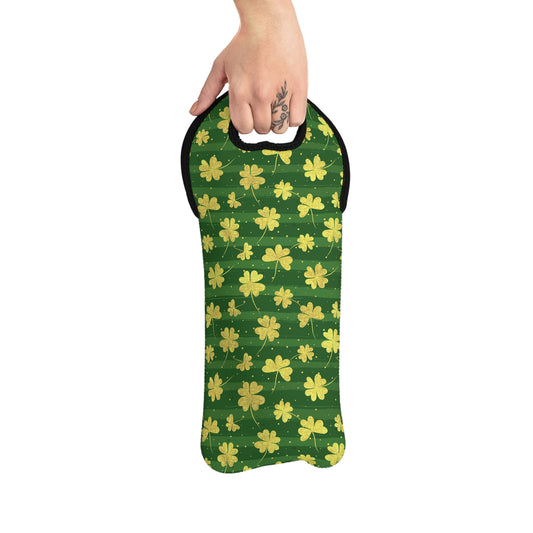 Gold Clovers Wine Tote Bag