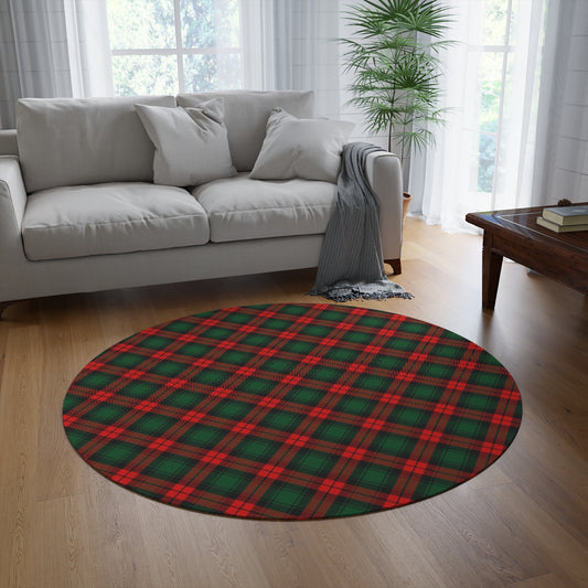 Red and Green Tartan Plaid Round Rug